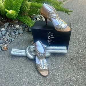 Cole Haan Gold Leather Verona Strappy High Heel Sandals Size 9.5